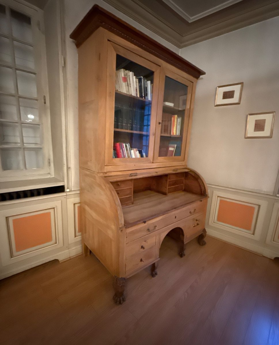 grand bureau à cylindre en ormeau d'époque directoire (début 19eme siècle) -photo-2