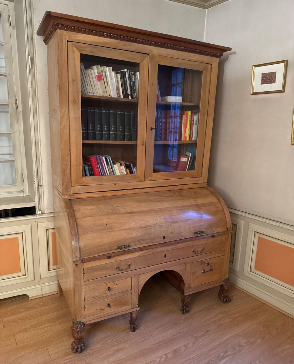 grand bureau à cylindre en ormeau d'époque directoire (début 19eme siècle) -photo-3
