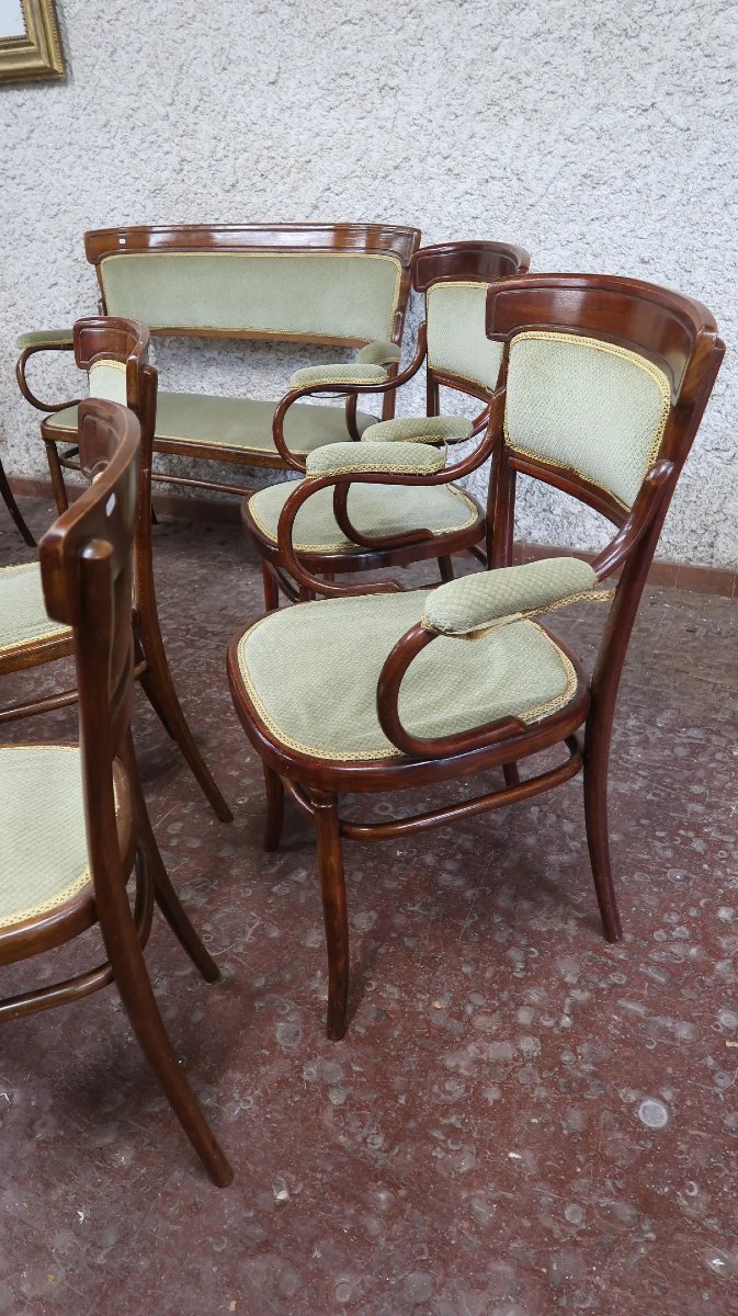FISCHEL, Autriche, début XXe, salon en bois courbé-photo-4