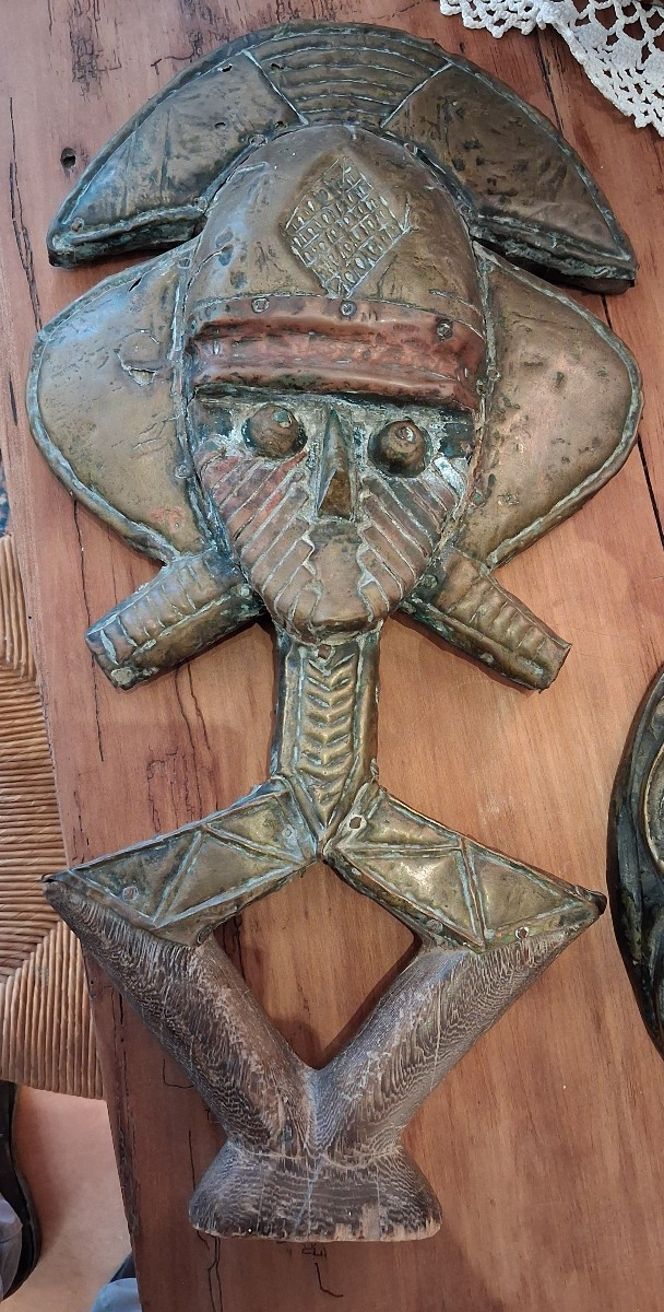 Kota Obamba, Gabon. Hardwood, Copper, Brass. Reliquary Guardian Figure "mbulu Ngulu"