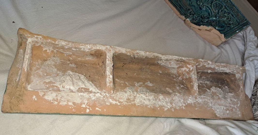 Blue Ceramic Fireplace Mantel Or Mirror Surround; 19th Century-photo-2