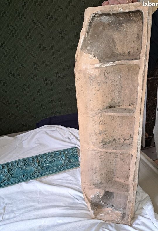 Blue Ceramic Fireplace Mantel Or Mirror Surround; 19th Century-photo-1