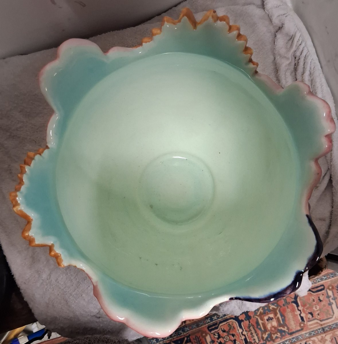 Delphin MASSIER (1836-1907) Vallauris,  grand cache-pot aux fleurs-photo-5