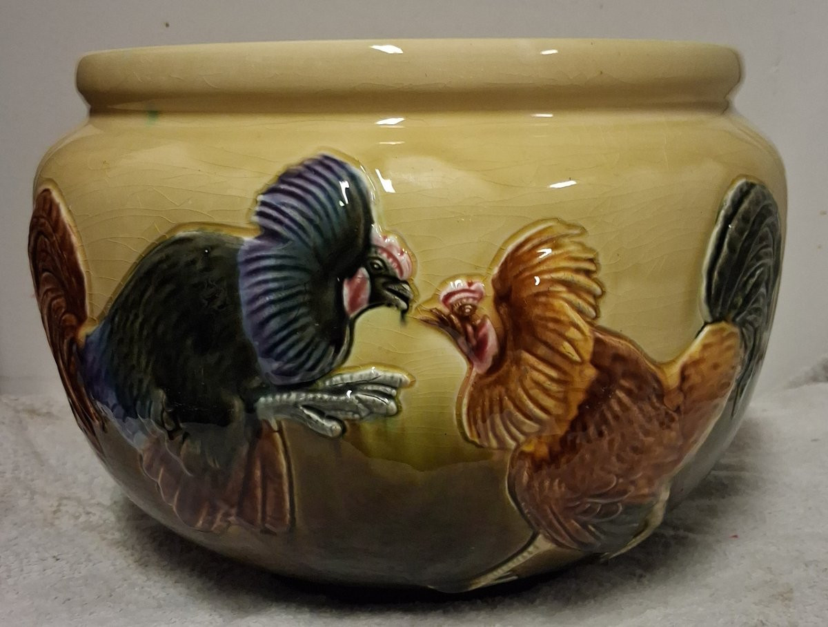 Orchies Large Flowerpot With Roosters-photo-4