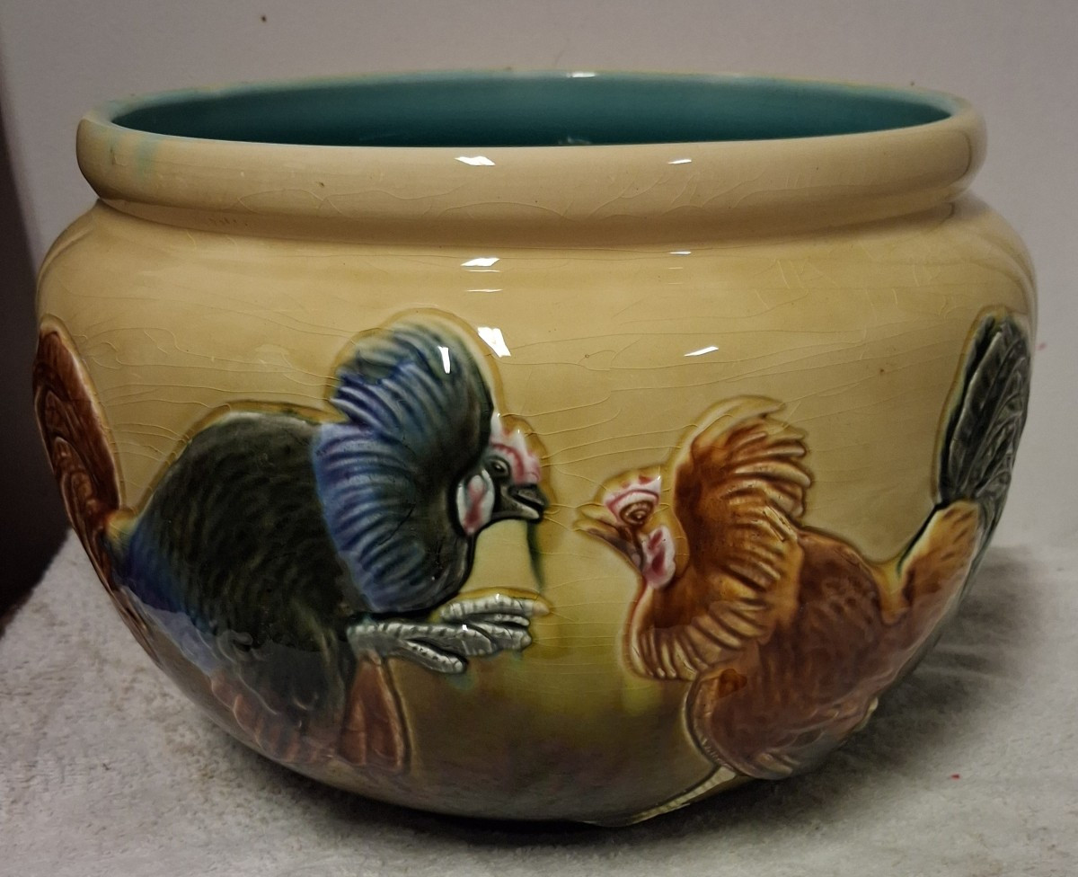 Orchies Large Flowerpot With Roosters