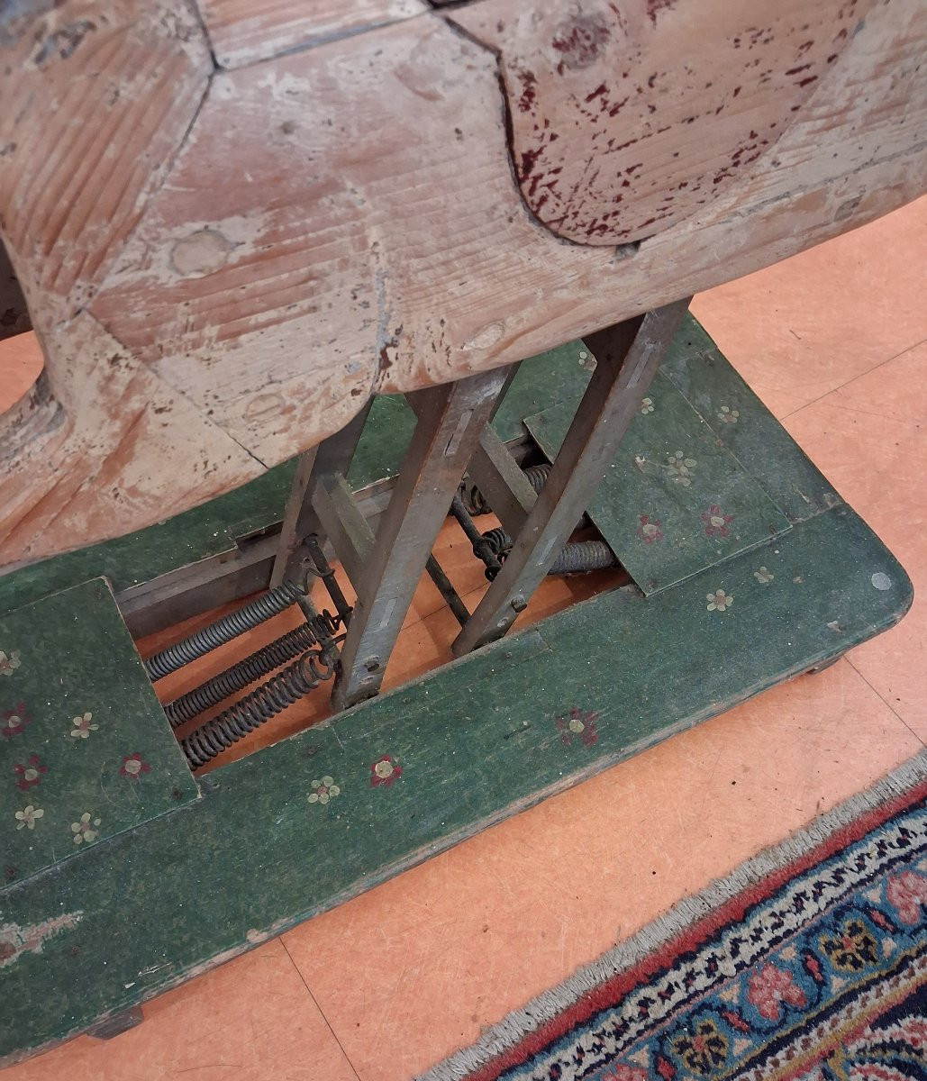 Ancien cheval à bascule en bois début xx eme siècle -photo-4