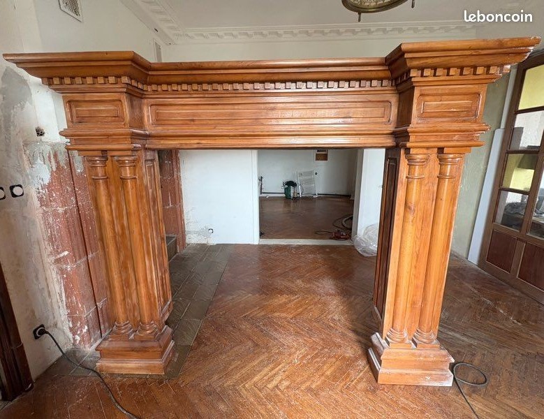 Grand et spectaculaire manteau de cheminée en ormeau -photo-2
