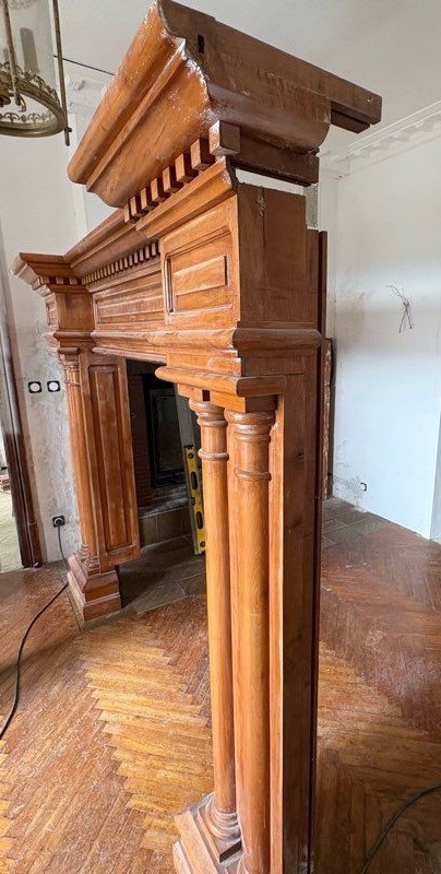 Grand et spectaculaire manteau de cheminée en ormeau -photo-3