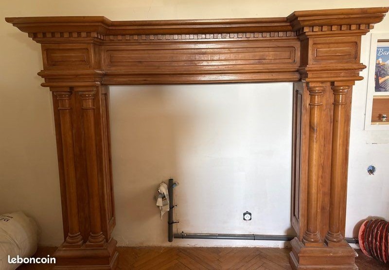 Grand et spectaculaire manteau de cheminée en ormeau -photo-4