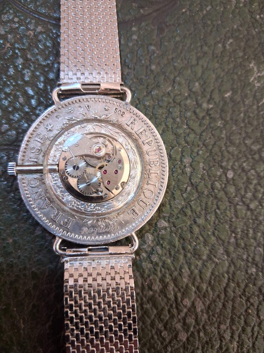 Montre faite dans une pièce de 10 francs Hercule en argent -photo-3
