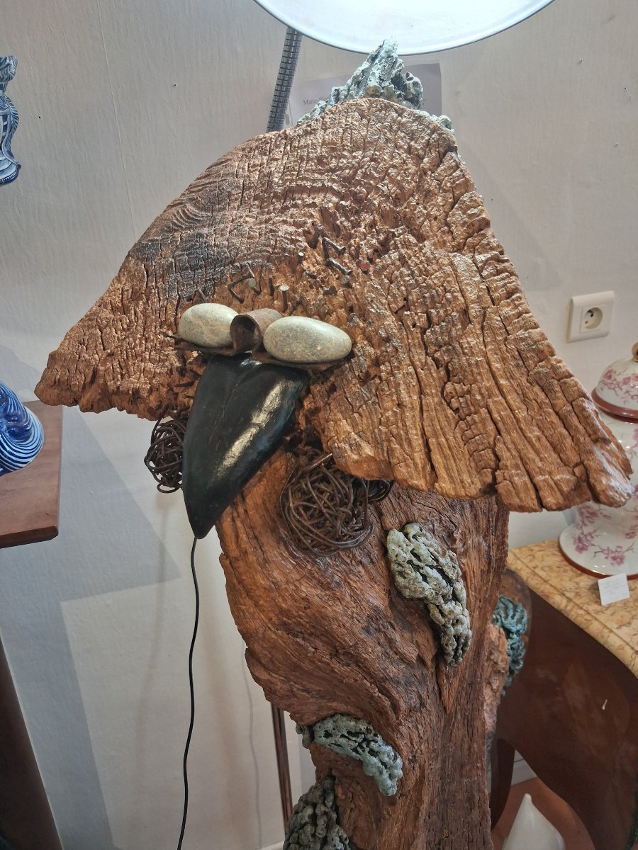 Grande sculpture oiseau en bois flotté de Marie pierre Vidal Saisset-photo-4