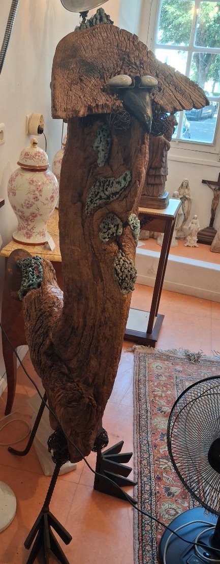 Grande sculpture oiseau en bois flotté de Marie pierre Vidal Saisset-photo-2
