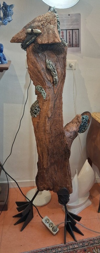 Grande sculpture oiseau en bois flotté de Marie pierre Vidal Saisset
