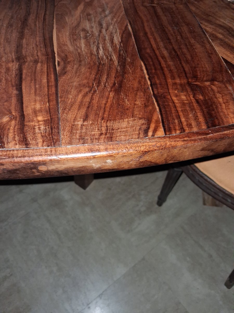 Very Large Round Table Made Of Tahitian Rosewood-photo-2