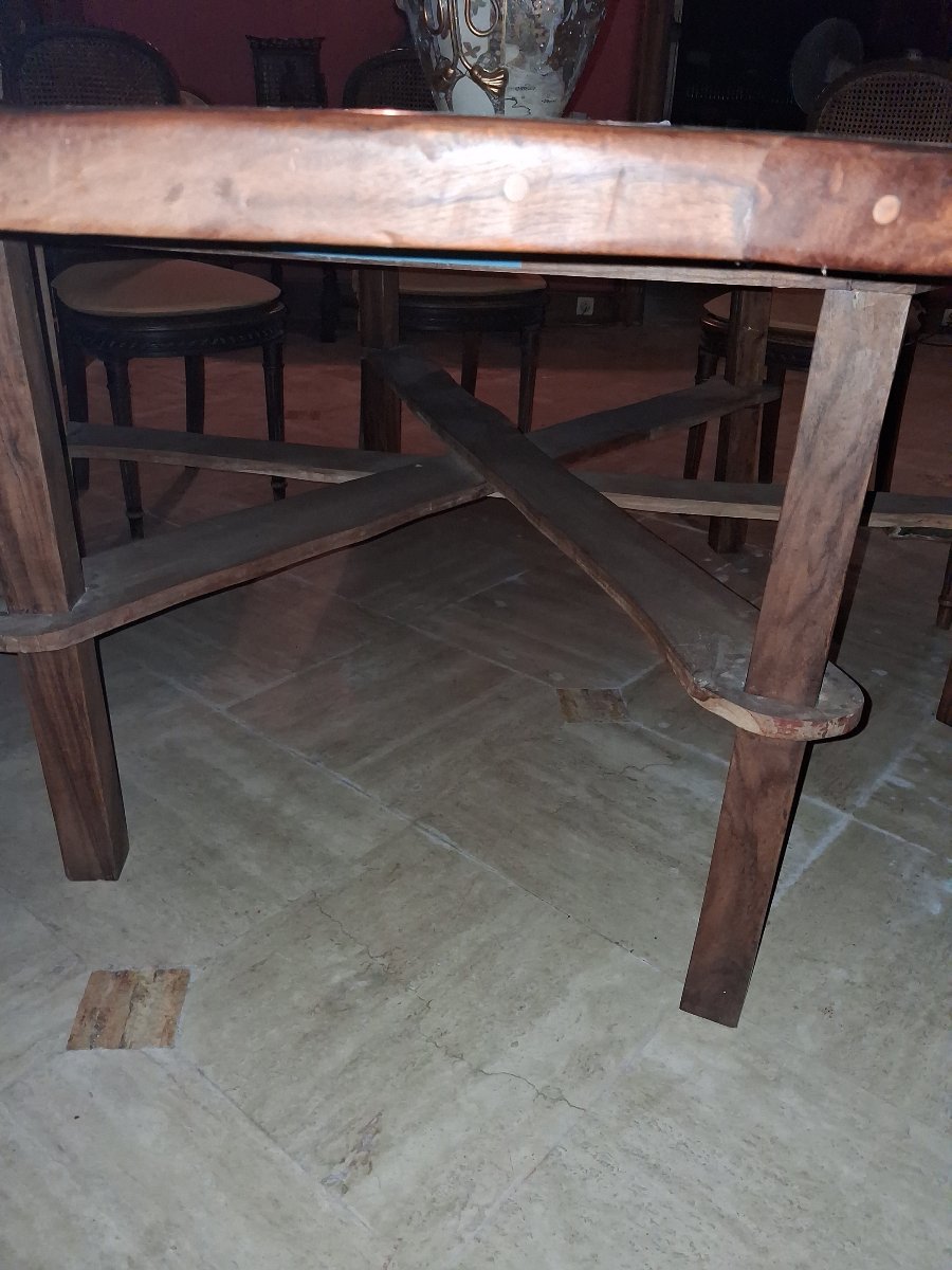 Very Large Round Table Made Of Tahitian Rosewood-photo-3