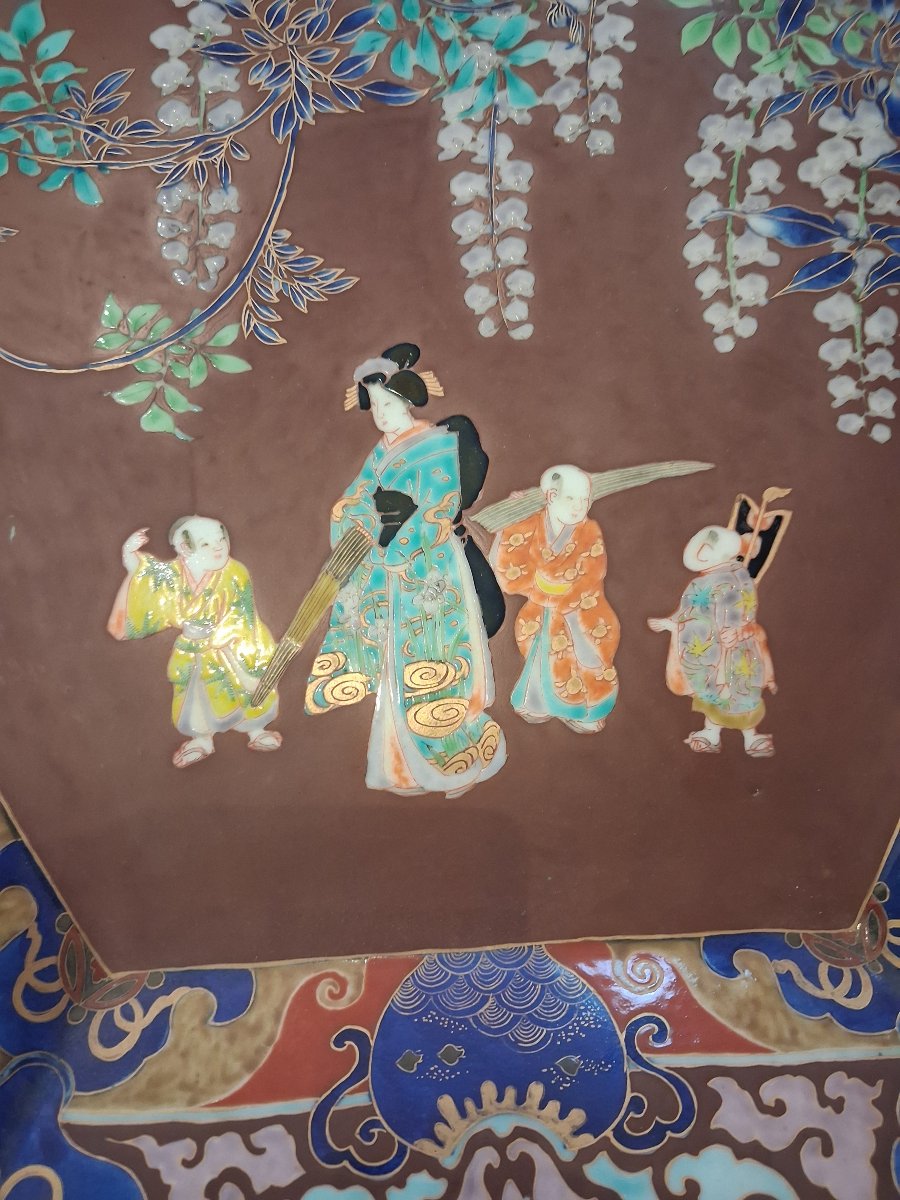 Fukagawa Seiji japon, Paire de très grands plats période Meiji (1868-1912)-photo-2