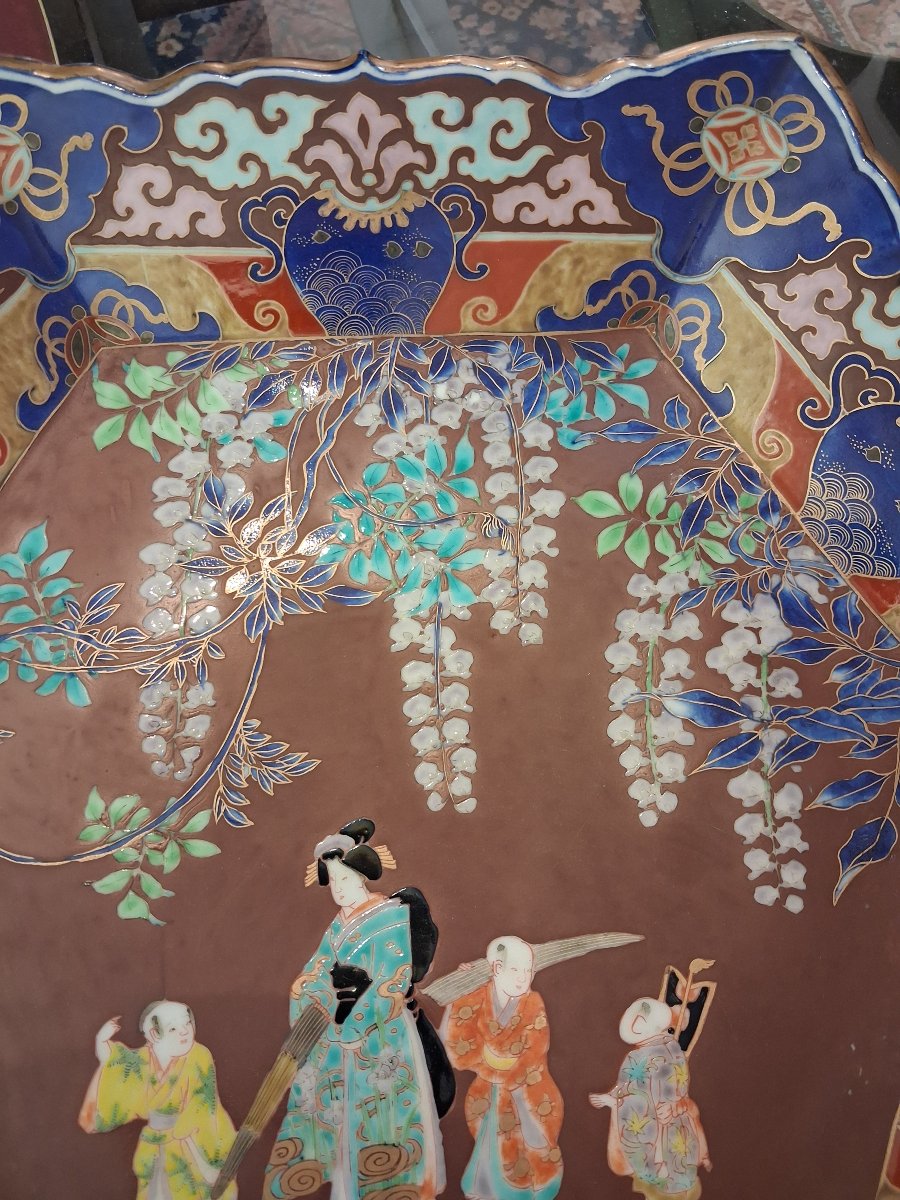 Fukagawa Seiji japon, Paire de très grands plats période Meiji (1868-1912)-photo-7