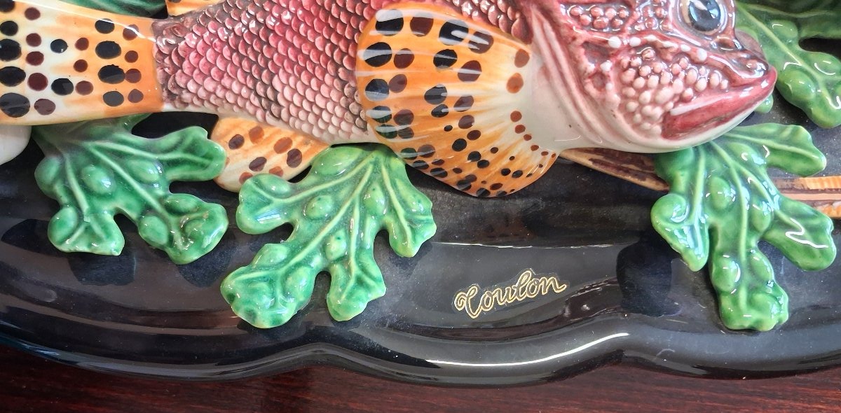 Grand plat Vallauris à décor de poissons pour bouillabaisse -photo-4