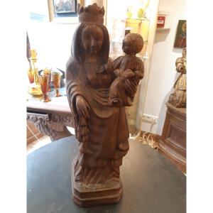 Madonna And Child In Wood Haute Epoque Style