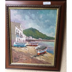 Mediterranean Landscape Painting Signed Albert