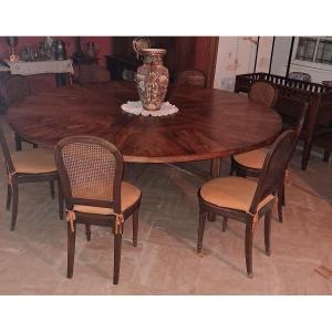 Très grande table ronde en palissandre de tahiti