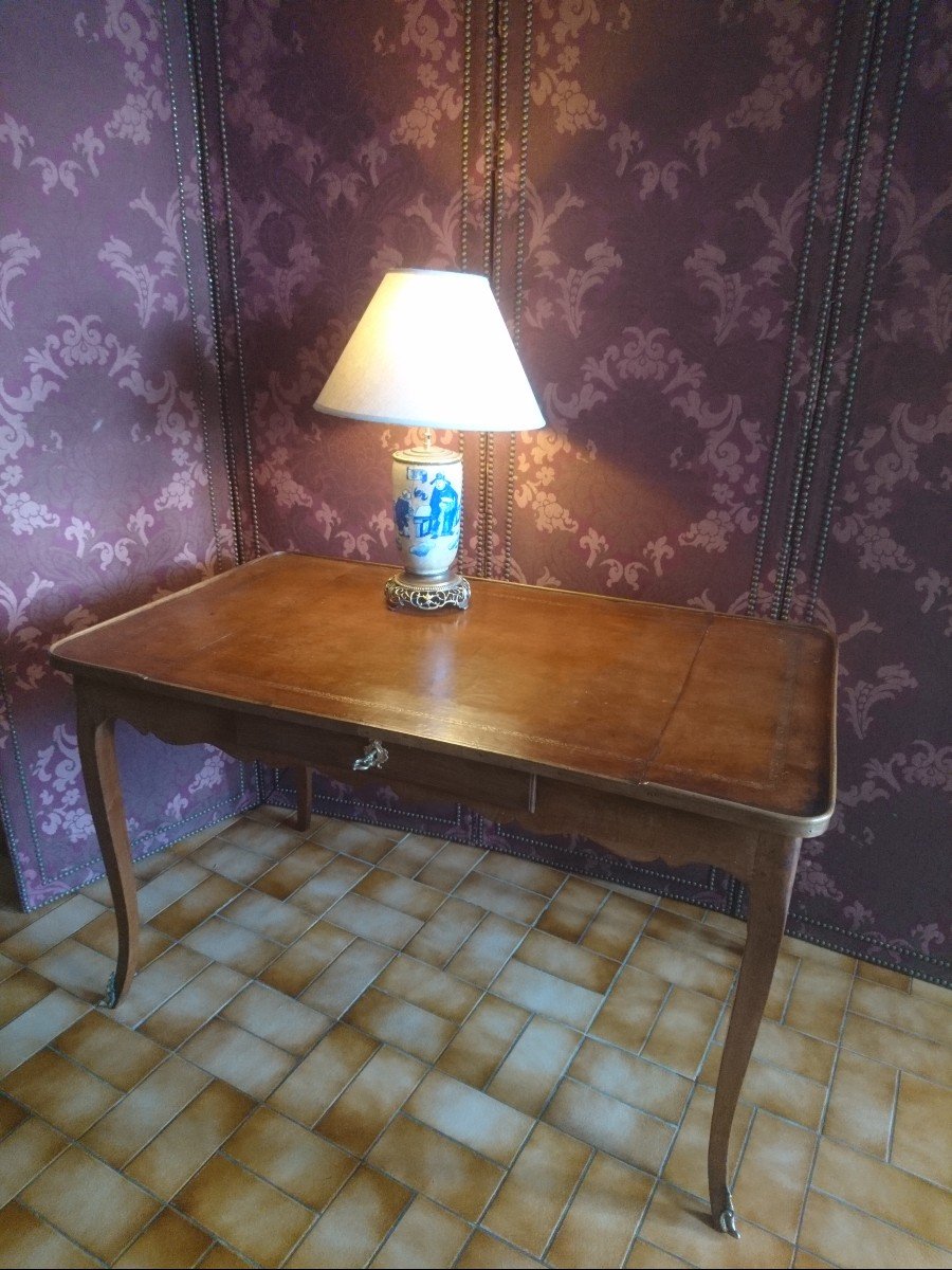 Bureau ou table à écrire 3 tiroirs Louis XV dessus cuir-photo-2