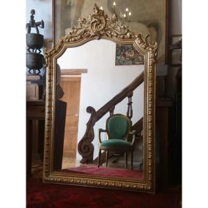 Large Golden Wood Mirror XIX