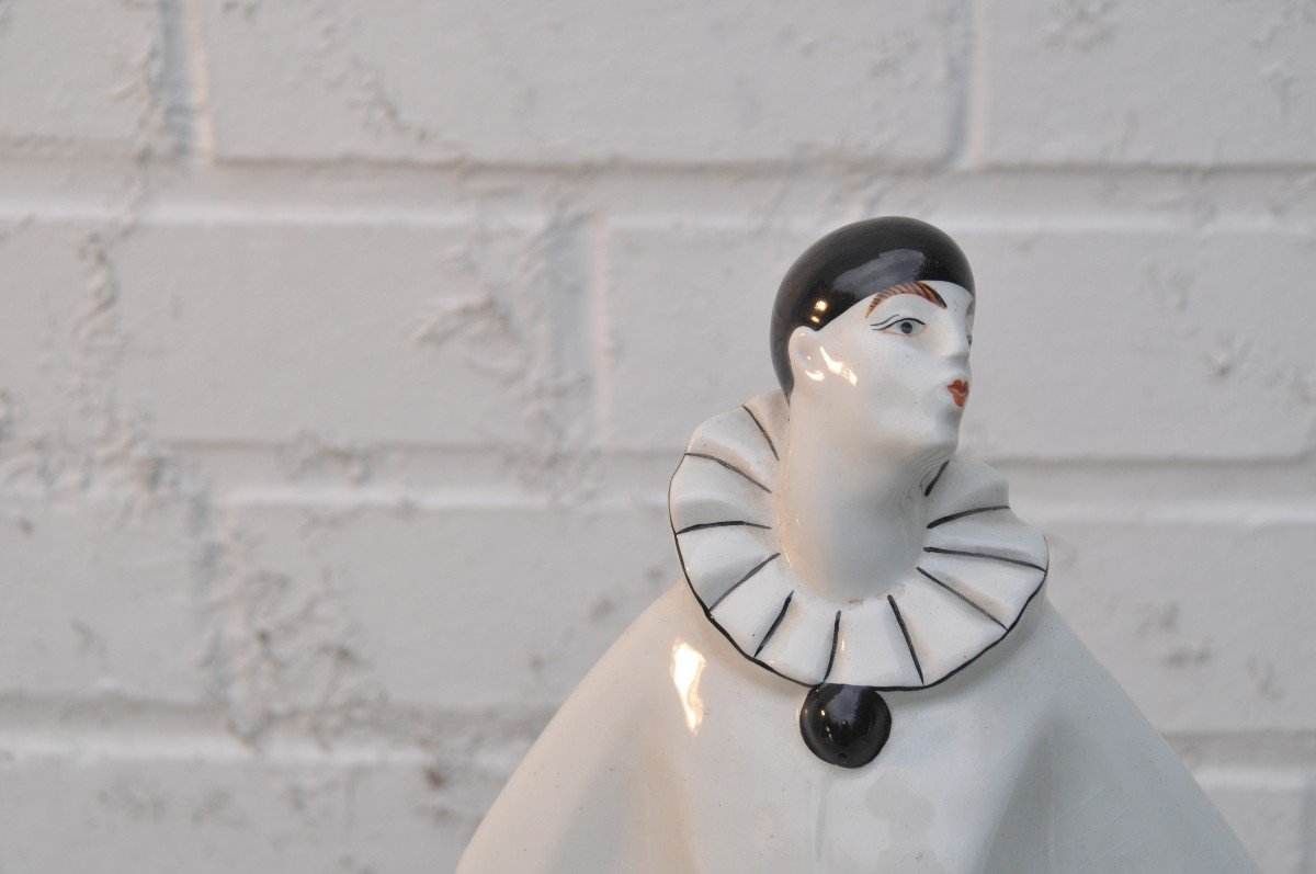 Pierrot And Colombine, Polychrome Earthenware From Dax-photo-1