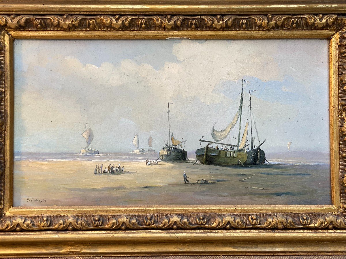 Paysage De Bord De Mer, Signé Demeyer, Huile Sur Panneau-photo-4