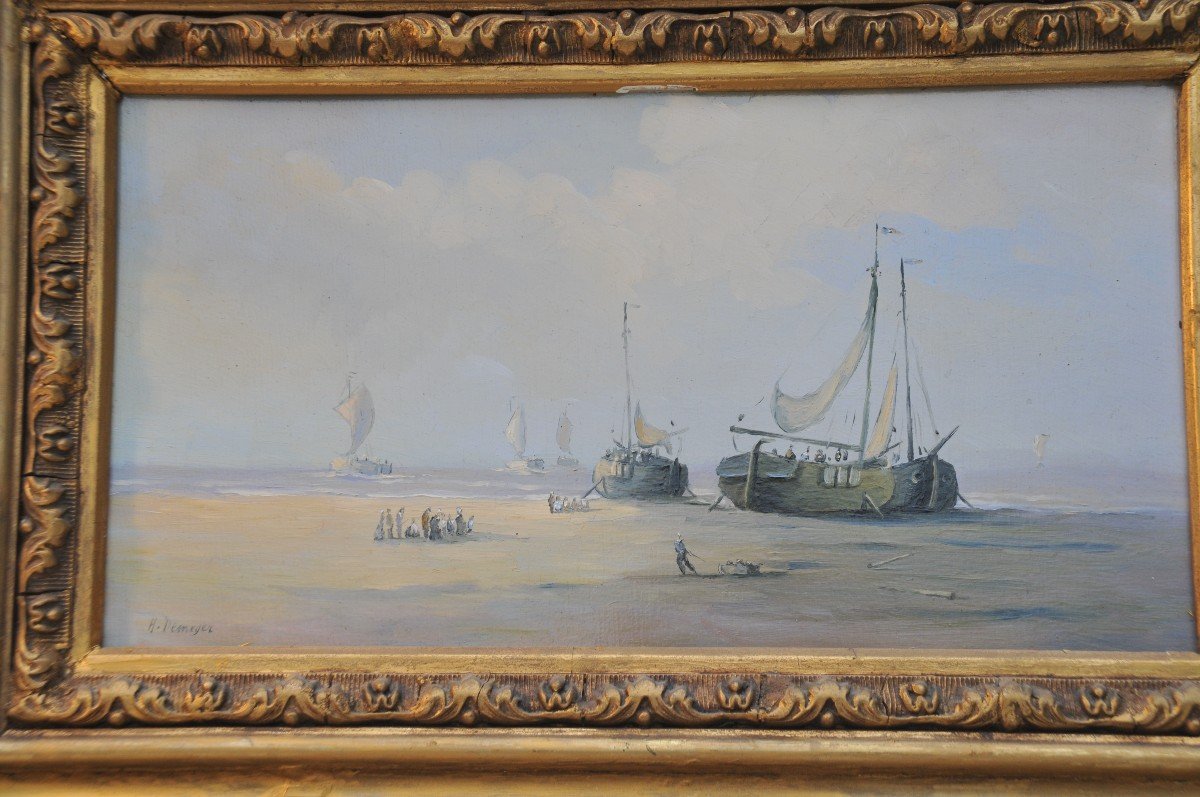 Paysage De Bord De Mer, Signé Demeyer, Huile Sur Panneau-photo-1