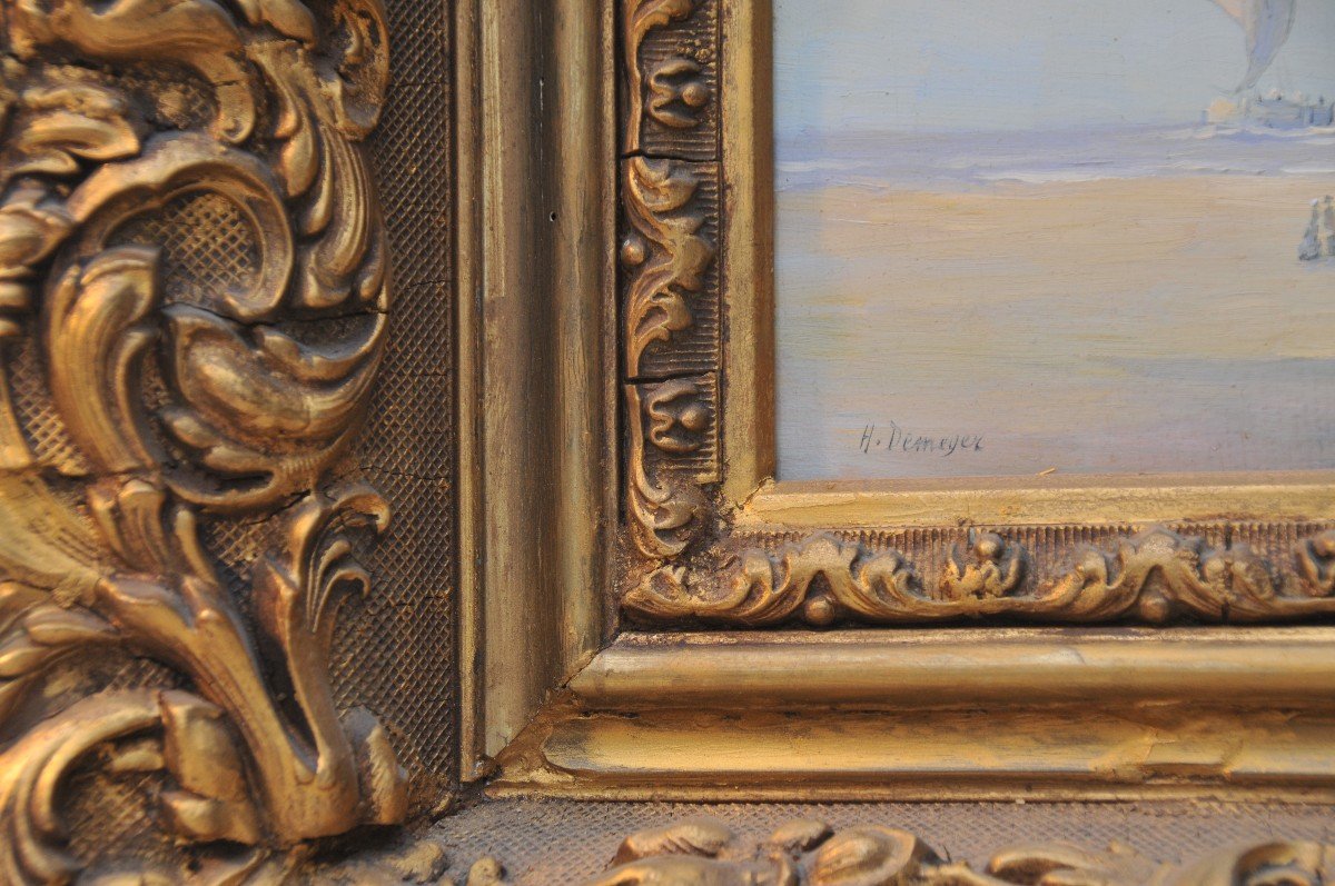 Seaside Landscape, Signed Demeyer, Oil On Panel-photo-2