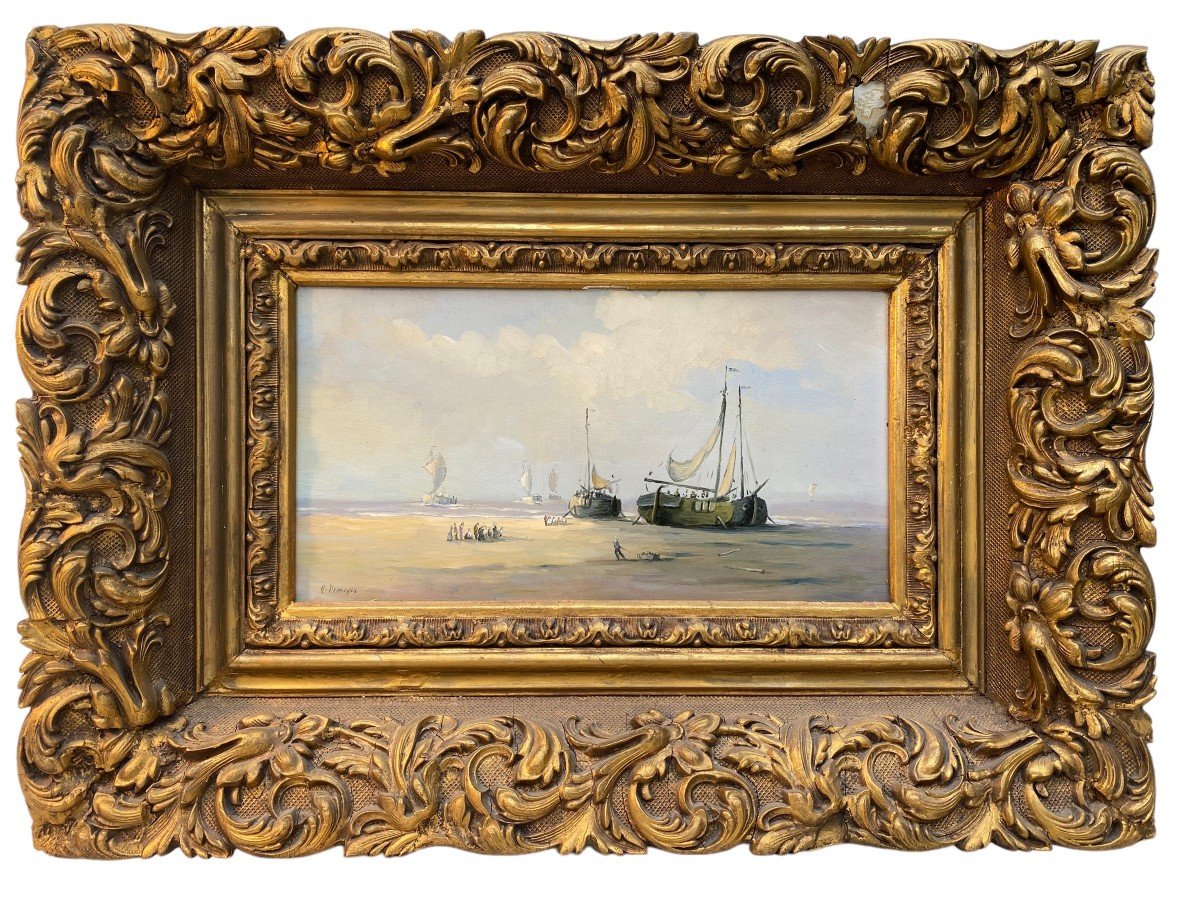 Paysage De Bord De Mer, Signé Demeyer, Huile Sur Panneau