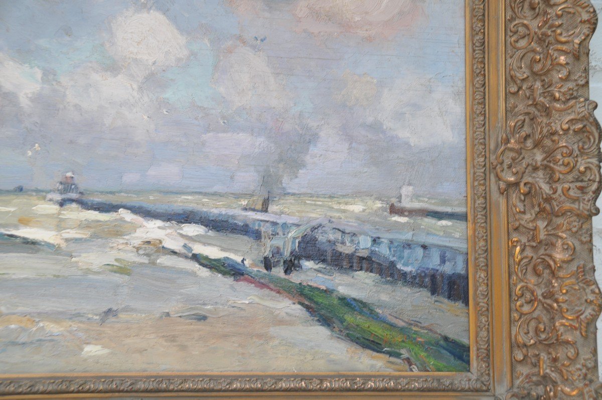 La Rade De Nieuport, Signé Adolphe Keller  (1880-1968)-photo-3
