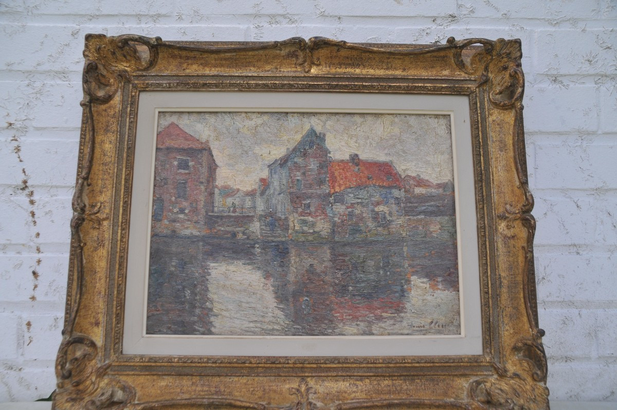 Canal animé à Malines, signé Louis Clesse 1889-1961-photo-3