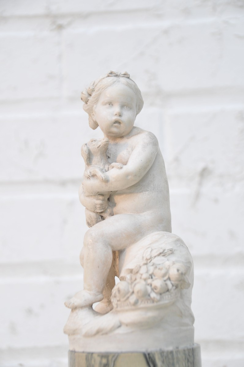 Fillette au Chien,signé Etienne Falconet date 1763-photo-2