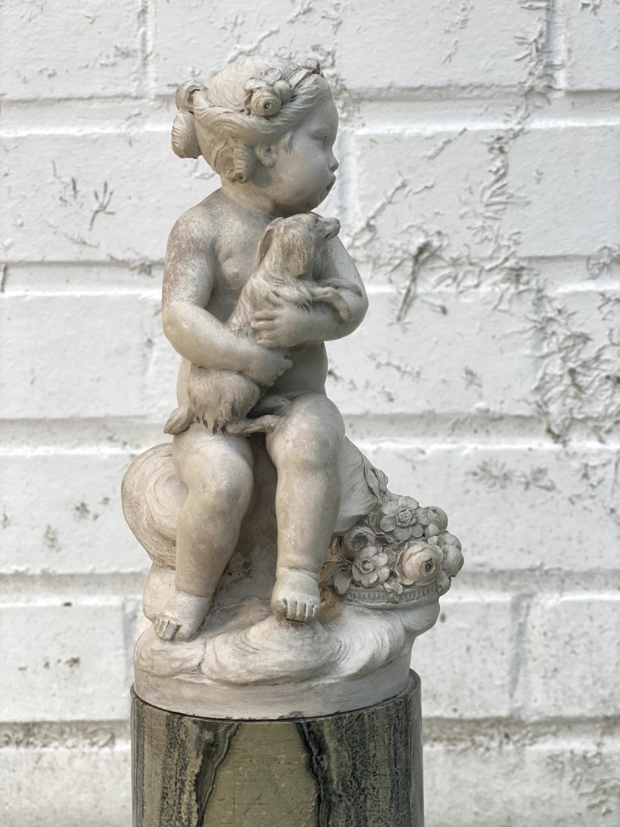 Fillette au Chien,signé Etienne Falconet date 1763-photo-2