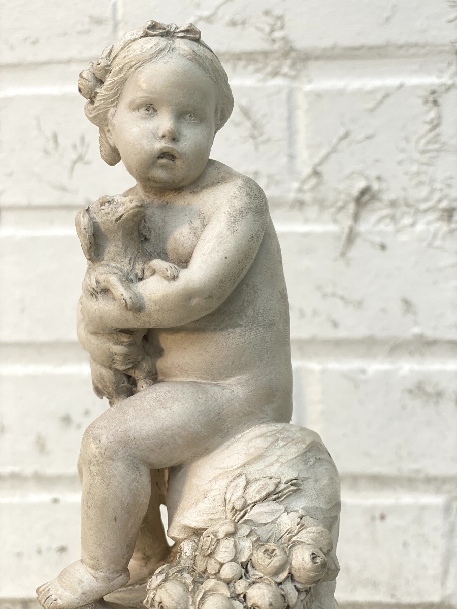 Fillette au Chien,signé Etienne Falconet date 1763-photo-3