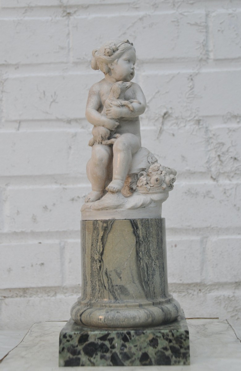 Fillette au Chien,signé Etienne Falconet date 1763