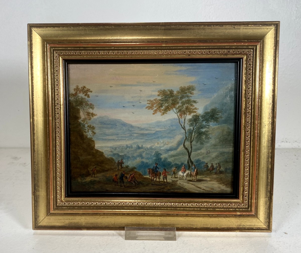 Travelers In An Italianate Landscape Attributed To Mathys Schoevaerdts 1665-1702-photo-2