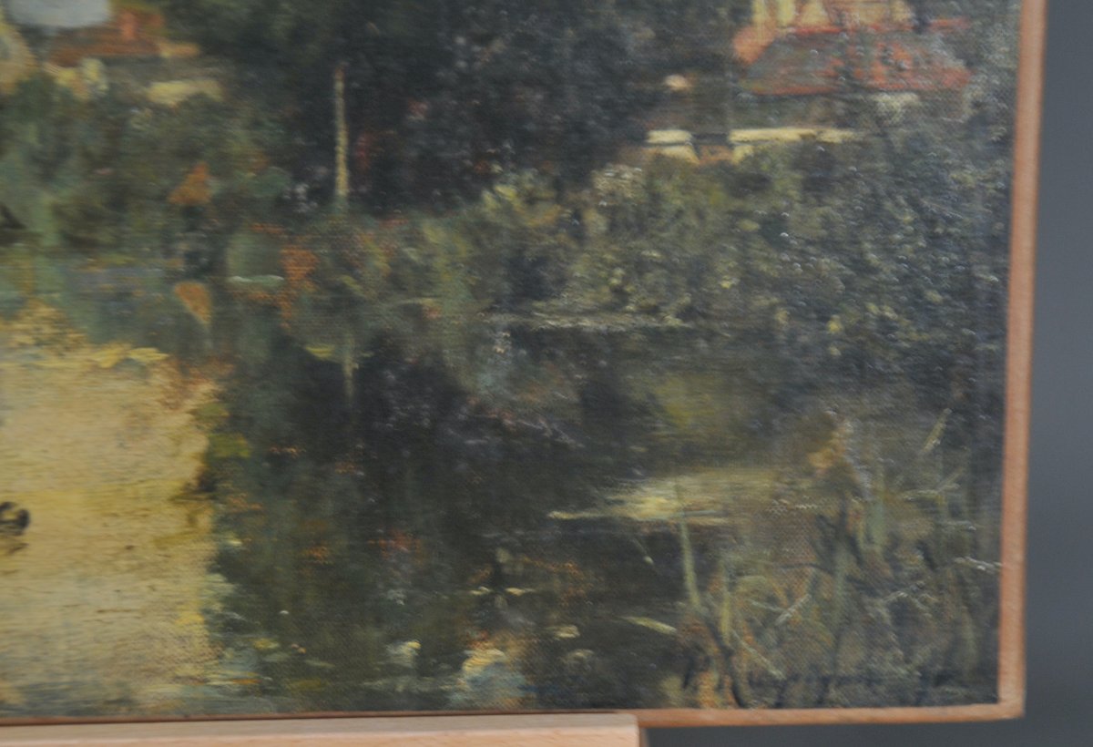 Henri Harpignies; Paysage au bord de l’Oise, daté 1894-photo-2