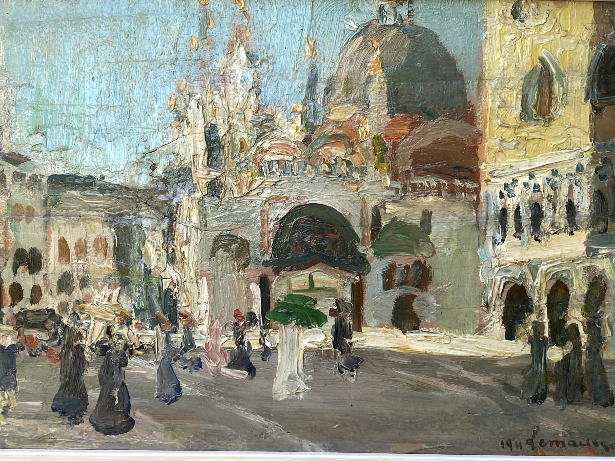 La Place Saint Marc à Venise, signé Albert Lemaitre  Liège (1886-Milhars 1975)-photo-2