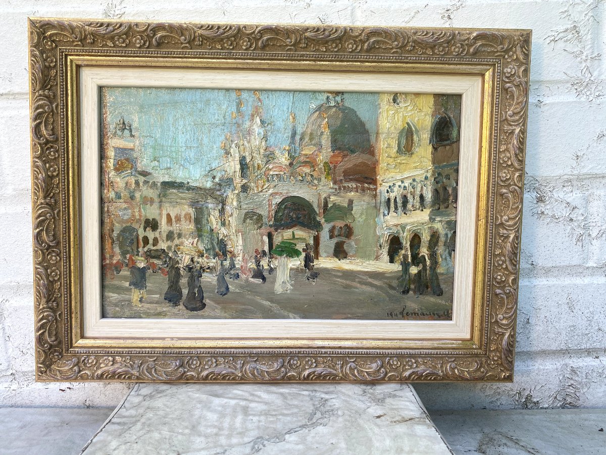 La Place Saint Marc à Venise, signé Albert Lemaitre  Liège (1886-Milhars 1975)