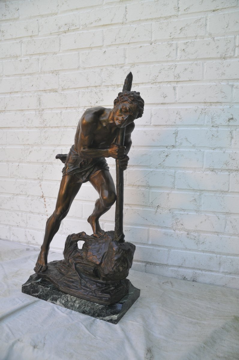 "the Stonemason At Work" By édouard Drouot (1859–1945), Bearing A Foundry Mark -photo-3