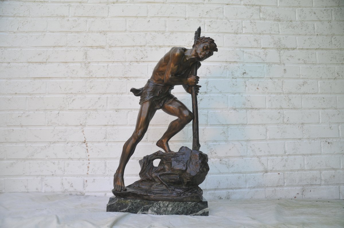 "the Stonemason At Work" By édouard Drouot (1859–1945), Bearing A Foundry Mark 