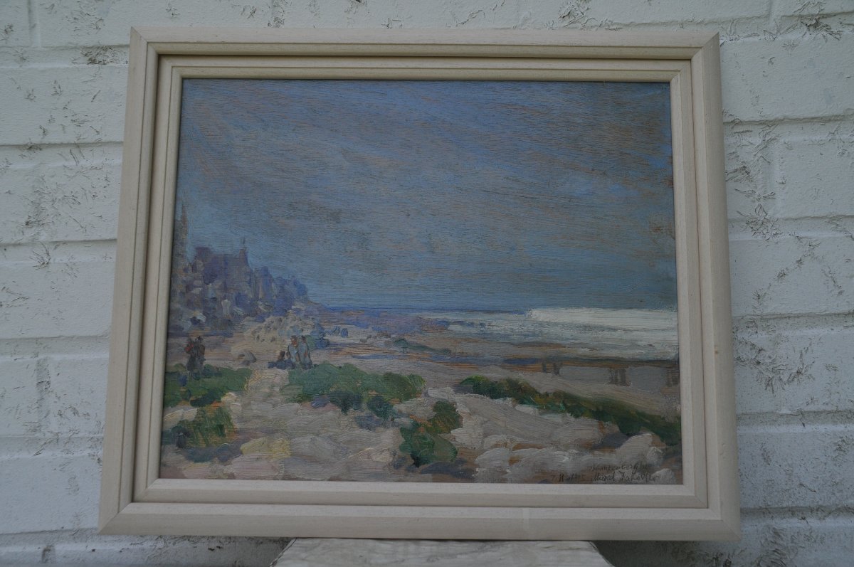 La plage à Blankenberghe signé Iakovleff daté 1925 