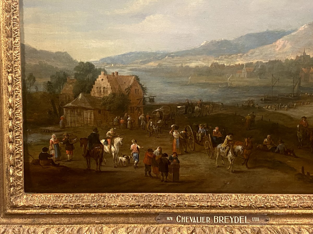  A Bustling Port Village   By Karel Breydel     Known As "the Knight" (1678–1733), -photo-2