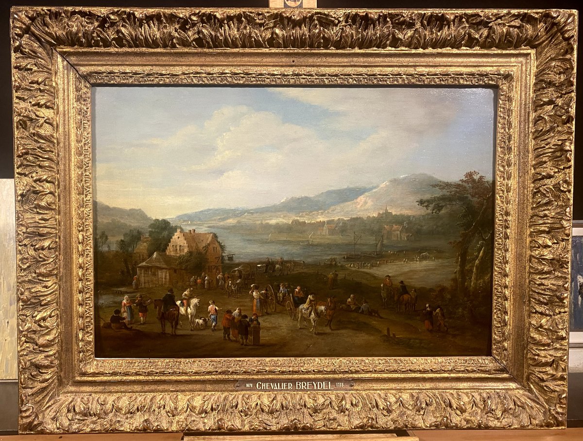  A Bustling Port Village   By Karel Breydel     Known As "the Knight" (1678–1733), 