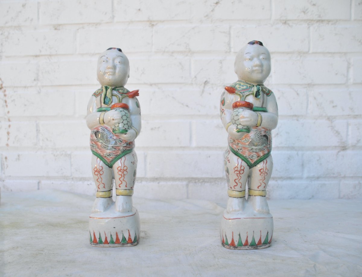 The Ho-ho Brothers, Pairs Of Chinese Porcelain Figurines, Green Family, 1672–1722  