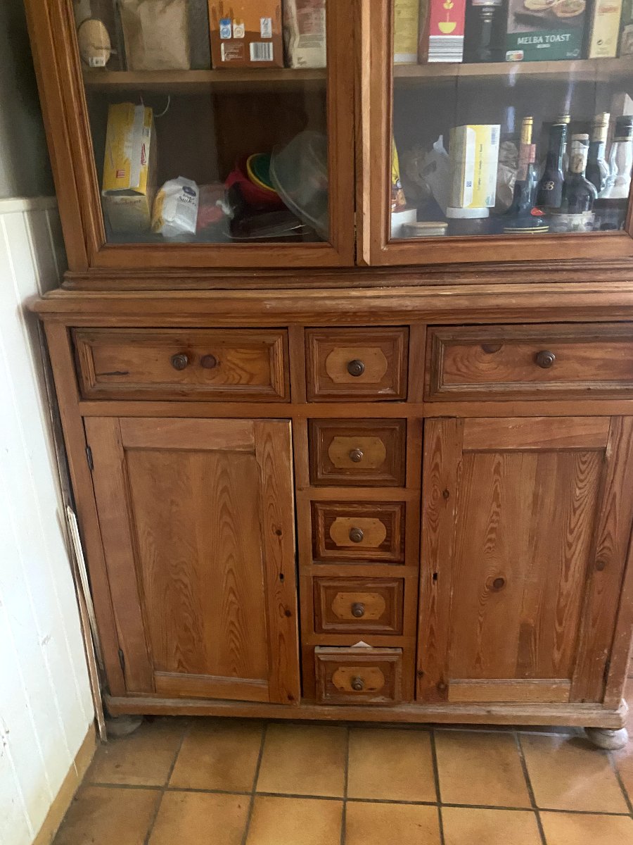 19th-century Two-piece Pine Cabinet -photo-2