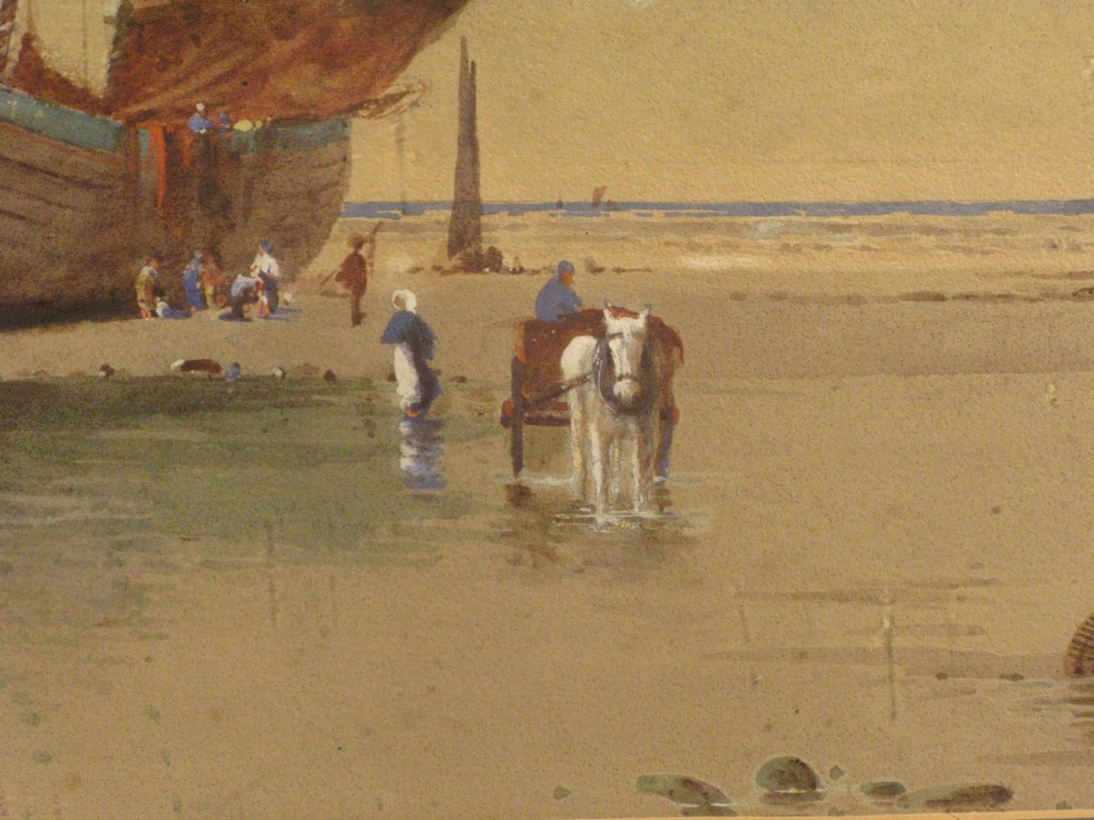 Irish School 19 'century; Fishermen On The Beach-photo-1